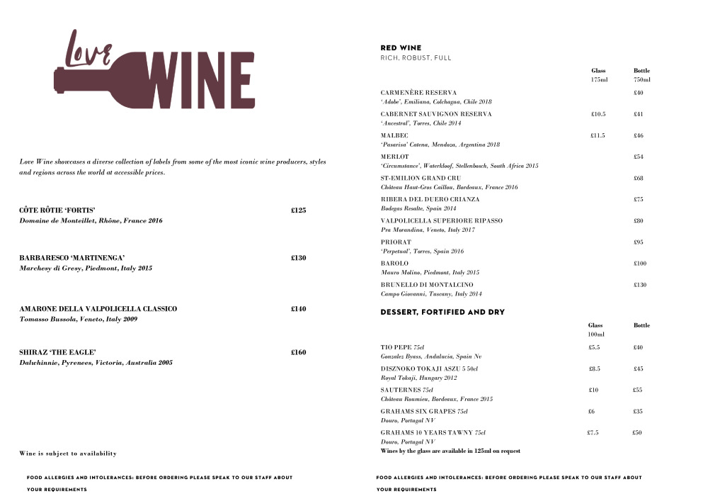 cote wine list